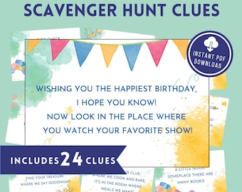 Indoor Scavenger Treasure Hunting Clues Printable Clue Cards Indoor Scavenger Hunting Easy Difficult Hunt Treasure Hunt Clues Kid Teen Hunt