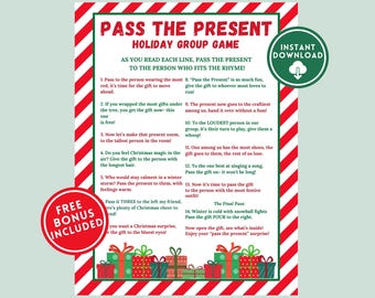 Christmas Pass the Present Game Christmas Party Game Printable for Adults Kids Teens Group Gift Exchange Game Pass the Gift Parcel Prize