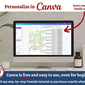 Family Tree Template 6 Generation, Editable Canva Family Reunion Tree ...
