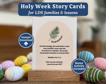 Holy Week Study Cards Easter Countdown Printable for Kids Family Easter Advent Cards Christian Gift Digital Download Bible Palm Sunday