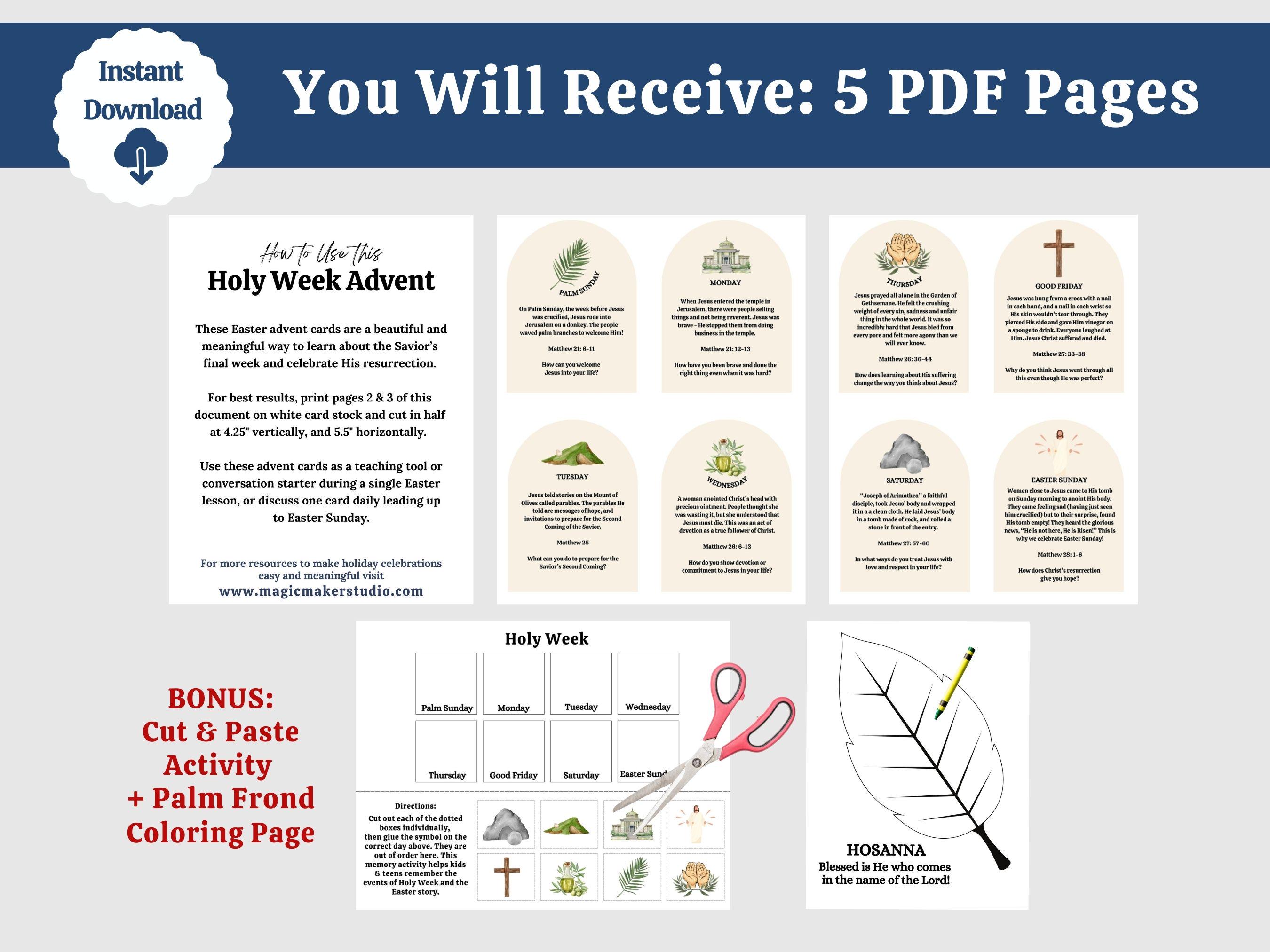 Holy Week Count Down Easter Story Cards Printable for Kids Family ...