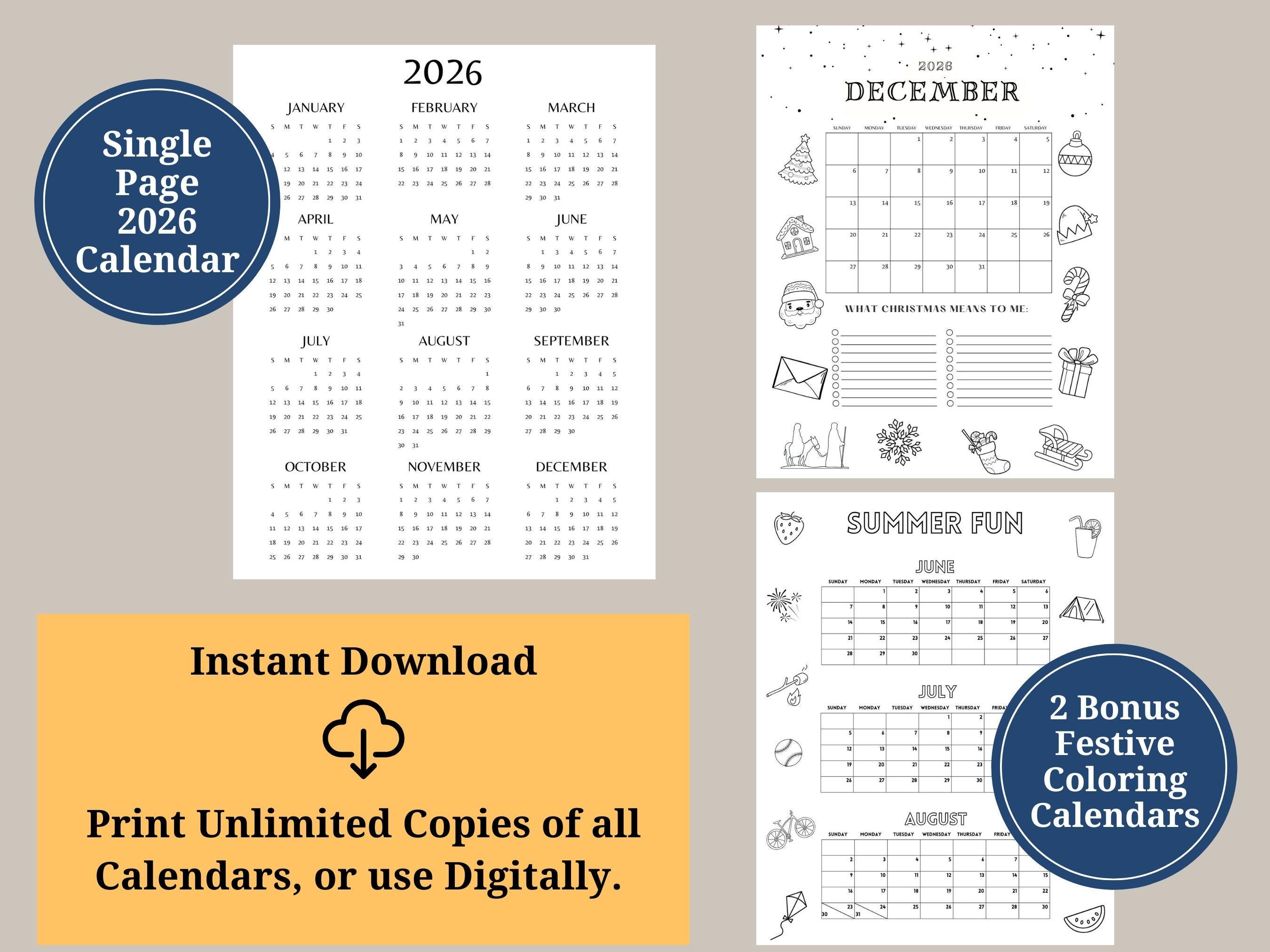 2026 Printable Calendars, Monthly Desk Calendar, Simple Aesthetic ...
