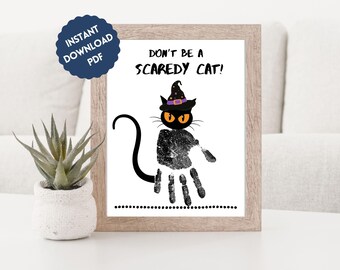 Halloween Handprint Art Hand Print Craft Keepsake Halloween Card Baby First Halloween Footprint Art Fall Crafts Printable Preschool Daycare
