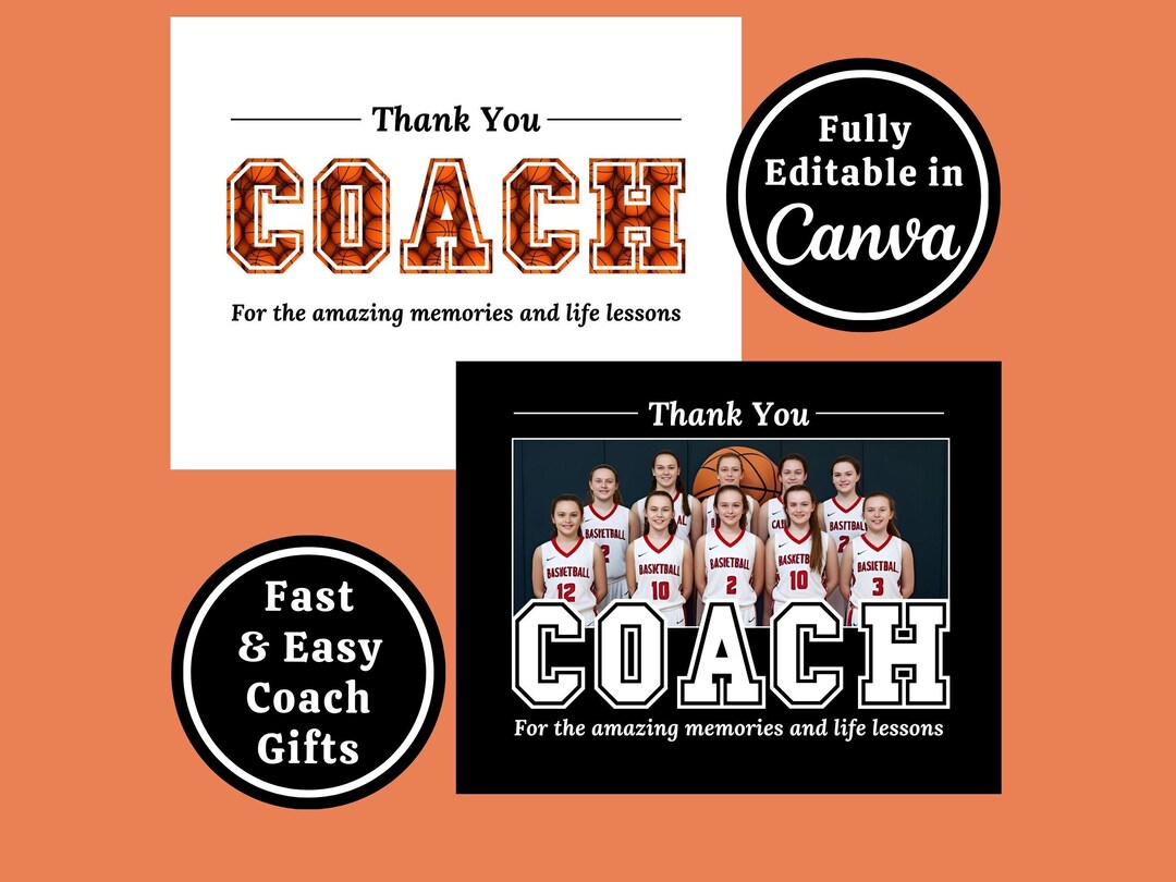 Basketball Coach Gift Editable, Custom Thank You for Coach, End of ...
