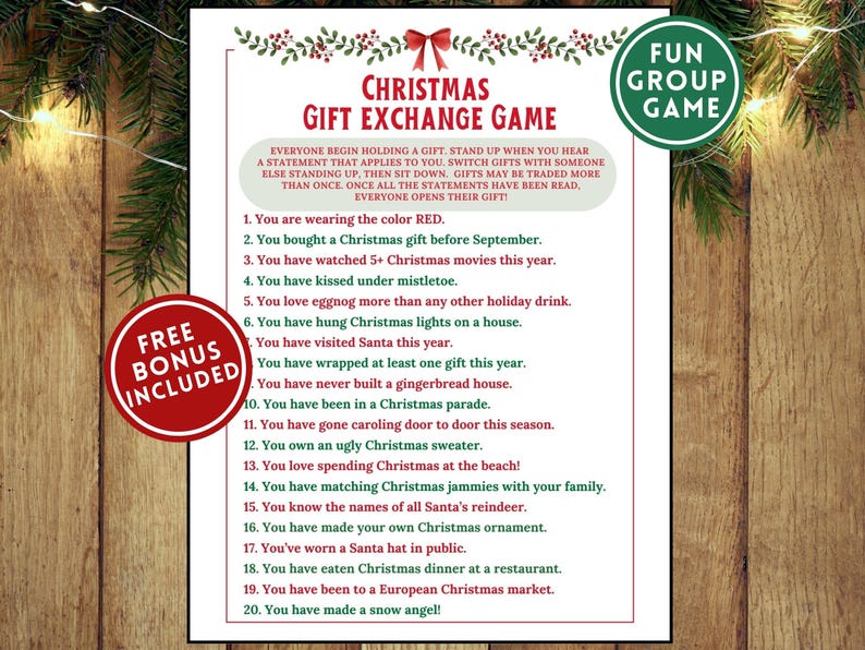 Jogo de troca de presentes de Natal, elefante branco, jogos de festa de Natal, jogos de Natal para imprimir para famílias, festas, atividades de Natal para adolescentes imagem 1