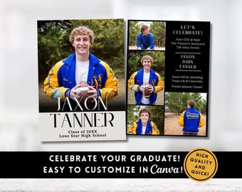 Graduation Announcement 2025 Template Graduation Invitation Template Senior Grad Party Boys Editable Masculine Grad Card Invite for Guys