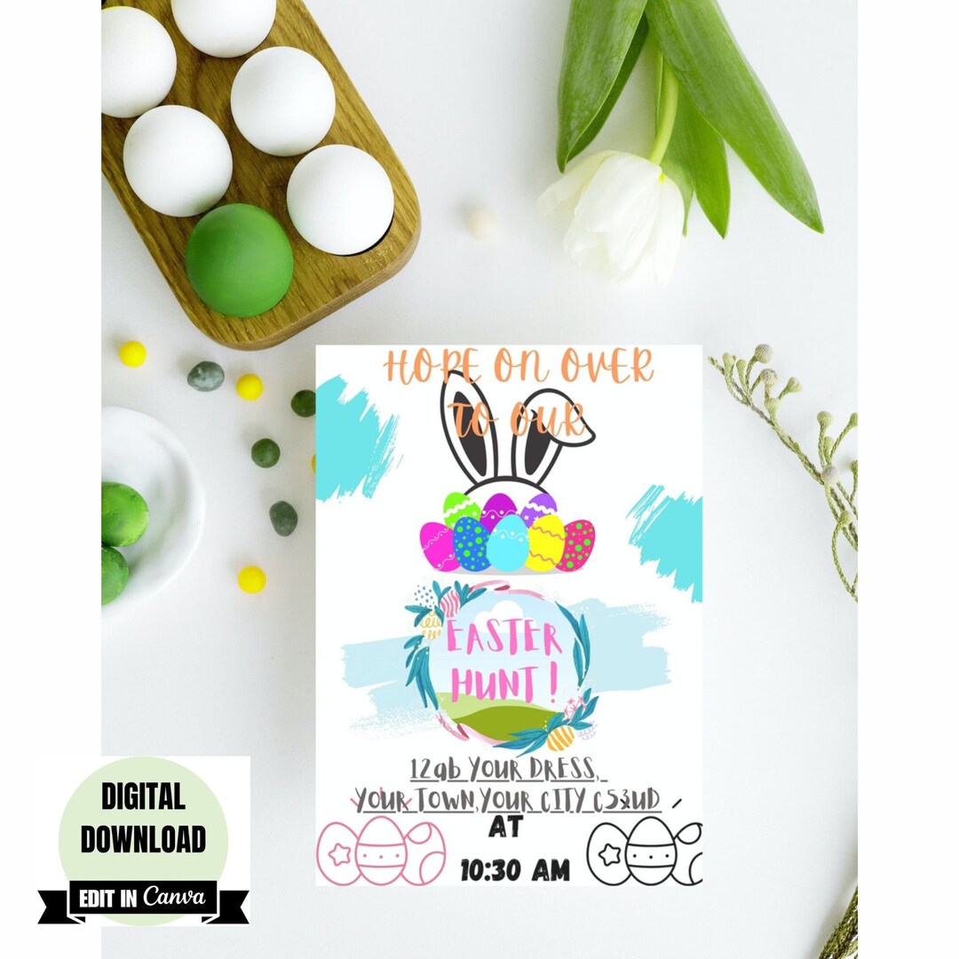Editable Easter Egg Hunt Invitation Template, Editable, Printable. - Etsy
