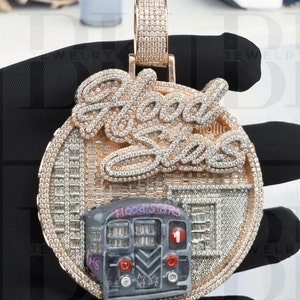 Colgante de estrella de capó de tren 3D para hombre, colgante de letra de moissanita, nombre personalizado, número, colgante de pintura de esmalte, acabado en oro rosa de 14 k, plata 925