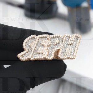 Anillo con letra para hombre, anillo de moissanita VVS, anillo con letra personalizado, anillo Hip Hp para hombre, regalo de cumpleaños para él, anillo de plata 925, acabado en oro rosa de 14 quilates