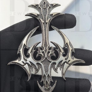 VVS Moissanit Korshänge: 3D Sterlingsilver, Svartguldfinish