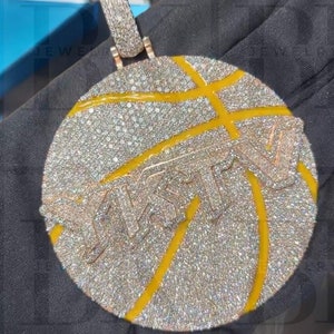 Colgante de círculo helado, letra de moissanita real, colgante de hip hop, joyería de rapero, colgante de esmalte, acabado en oro amarillo de 14 k, regalo de cumpleaños para él