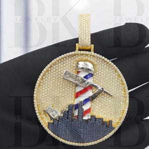 Iced Out Kreis Anhänger, VVS Moissanit Diamant Anhänger, Hip Hop Herren Anhänger, 3D Kreis Anhänger, 925er Silber, 14K Gelbgold-Finish, Geschenk