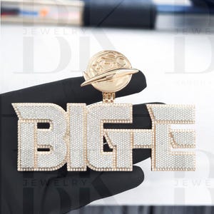 Colgante con letra de diamante VVS Moissanite, colgante completamente helado, nombre personalizado, amuleto de diamante brillante, oro rosa de 14 k encima, positivo en el probador,