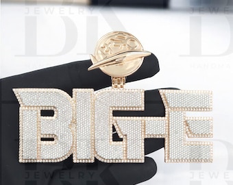 Iced Out Moissanite Diamond Letter Pendant - 14k Rose Gold Over