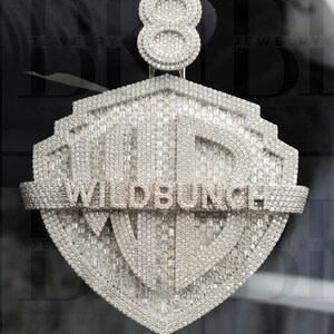 Echter Moissanit Selbst Logo Anhänger, Benutzerdefinierte 3D Anhänger, Iced Out Anhänger, 925 Silber, Geburtstagsgeschenk für Ihn, Rapper Anhänger, 14K Weißgold FN