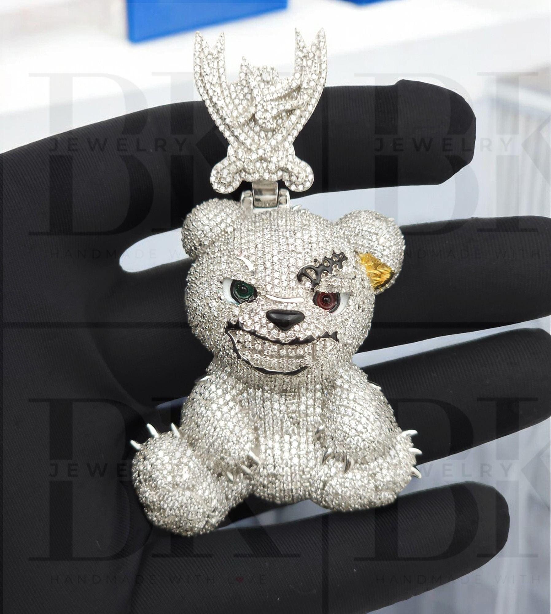 Buy 3D Iced Out Teddy Bear Pendant Moissanite Diamond Men Pendant Custom Letter Hip Hop Pendant 925 Silver 14k White Gold Finish Gift Him Online in India Etsy