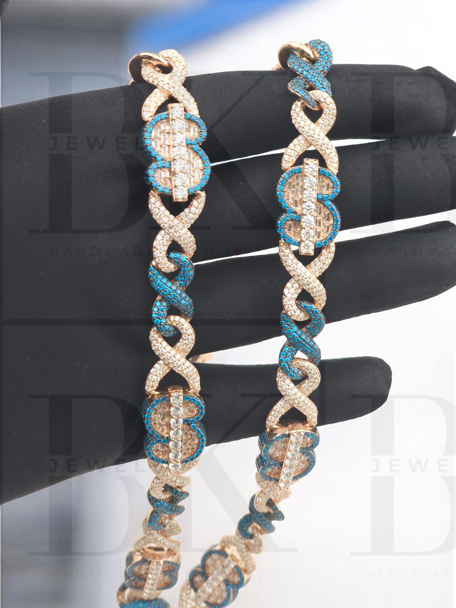 14mm Infinity With Sign Necklace for Men, Blue and White 14mm Infinity With Sign Necklace for Men, Blue and White