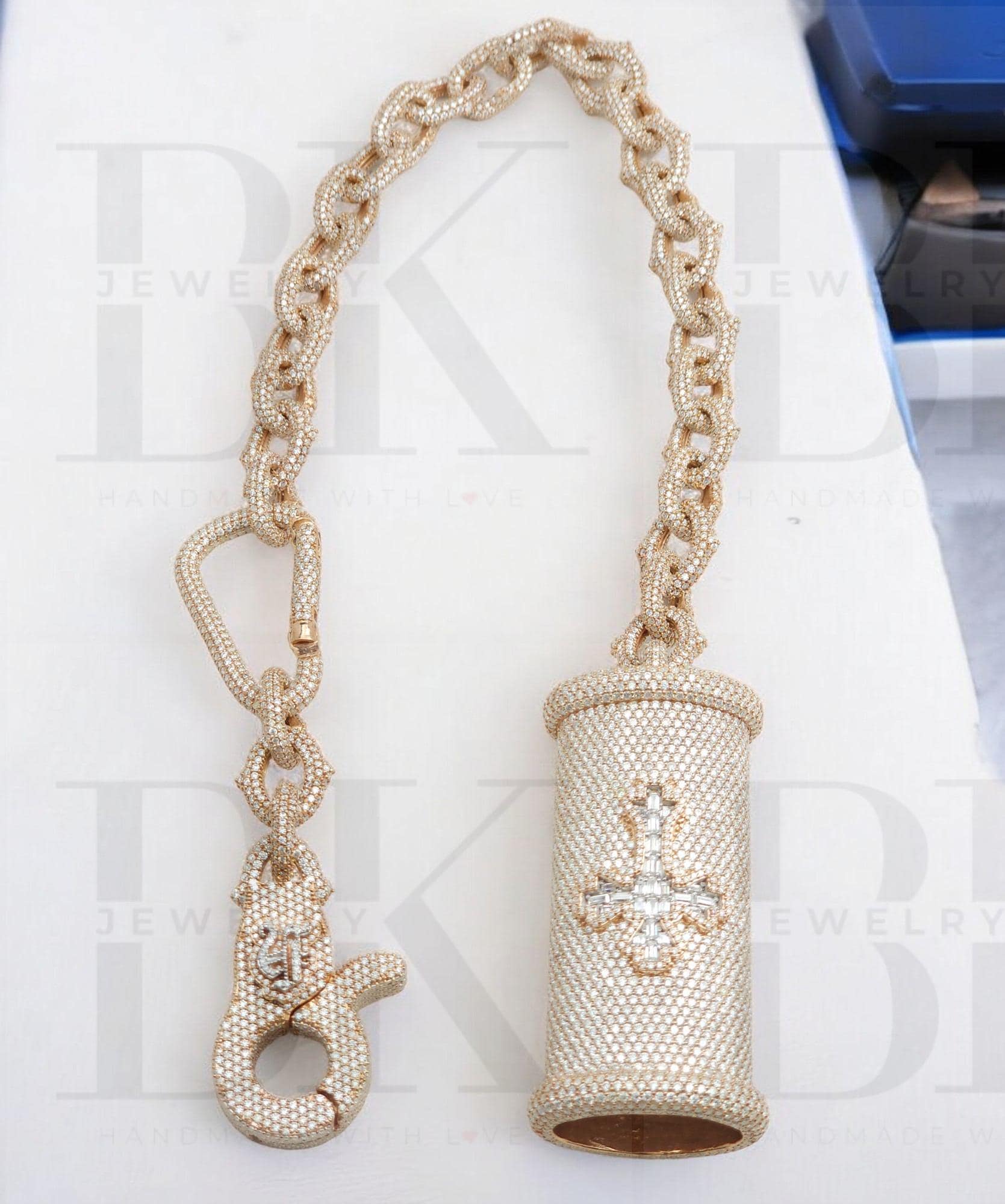 Men's Iced Out Lighter Case Pendant, VVS Moissanite Necklace, Hip