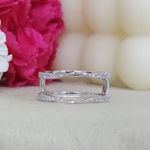 Ring Jacket, Ring Enhancers and Wraps, Round Diamond Women&#39;s Enhancer wedding Ring band, wrap guard band, Wraps For Ring gift 14k Gold over
