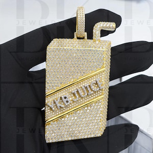 Anpassen Juice Tank Anhänger, VVS Moissanite Diamant Buchstabe, Hip Hop Men Anhänger, 925 Sterling Silber, 14k Gold Finish, Positiv am Tester