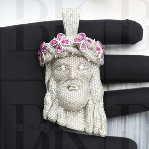 Iced Out Men Jesus Pedant, VVS Moissanite Diamond Jesus, Hip Hop Jesus Charm, 925 Sterling Silver, 14k White Gold Finish, Birthday Gift Him