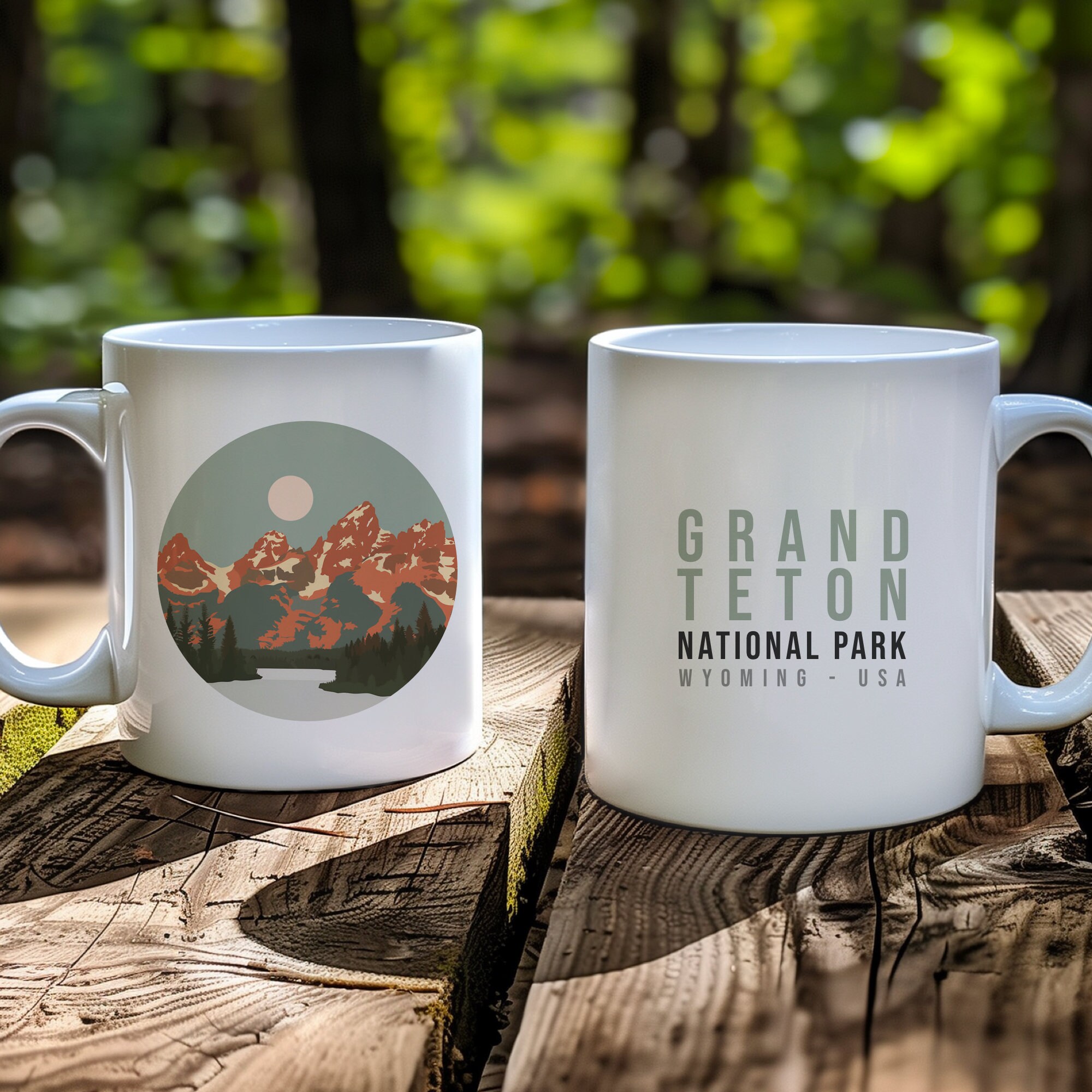 Grand Teton National Park Wyoming Mugs, Great gift for outdoor lovers, campers, hikers, tea, coffee, hot chocolate drinkers