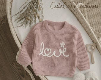 Cute knitted Baby Sweaters  Adorable Personalized Hand-Embroidered Sweaters for Babies and Toddlers Newborn Love Sweater