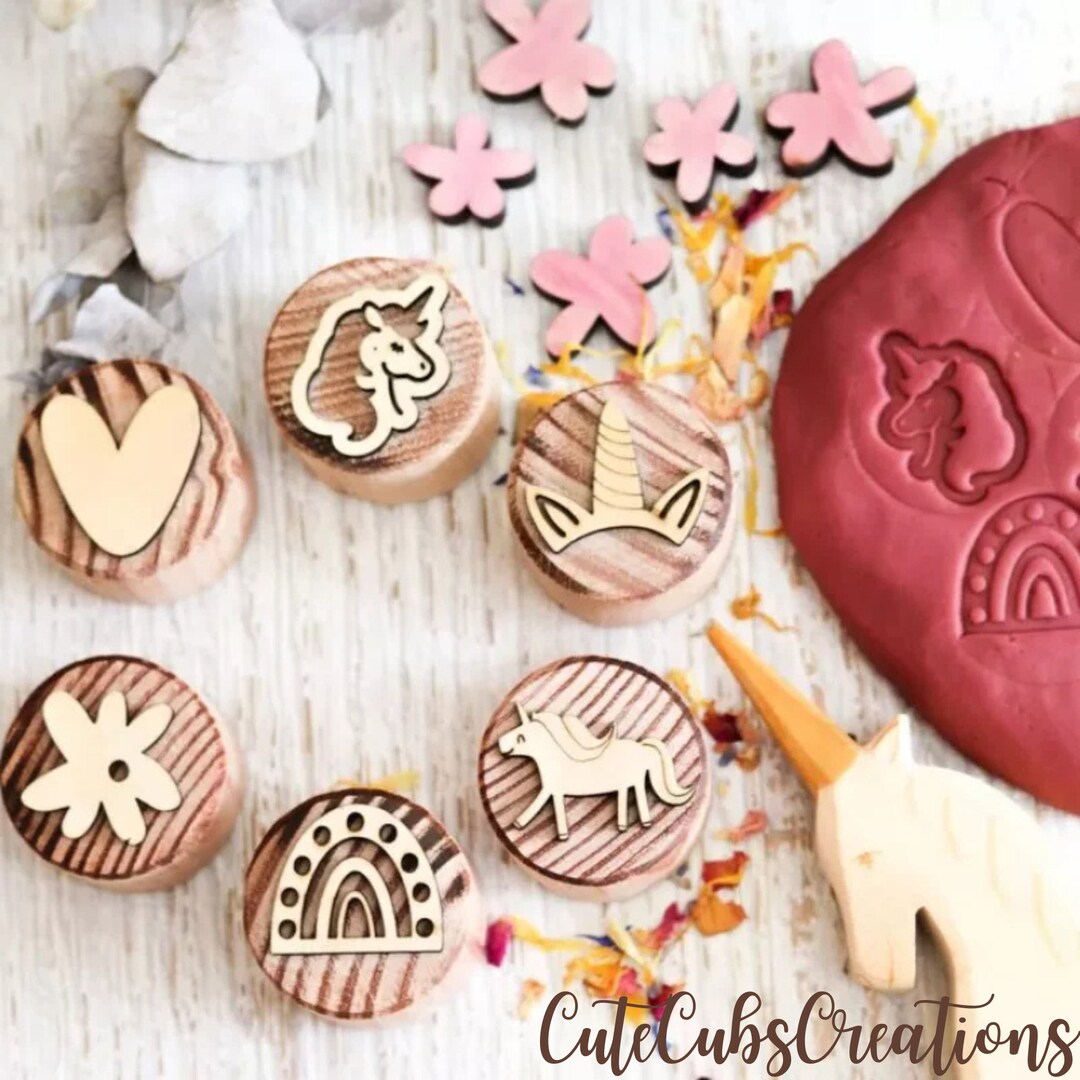 Wooden Play Dough Stamps Handmade Wooden Stamps for Kids Kindergarten
