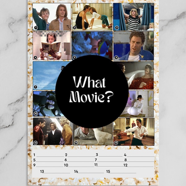 Printable Popular Movie Quiz | Movie Party Game | Film Trivia | Pub Quiz Download | Instant Download | Movie Trivia Game | Film Quiz