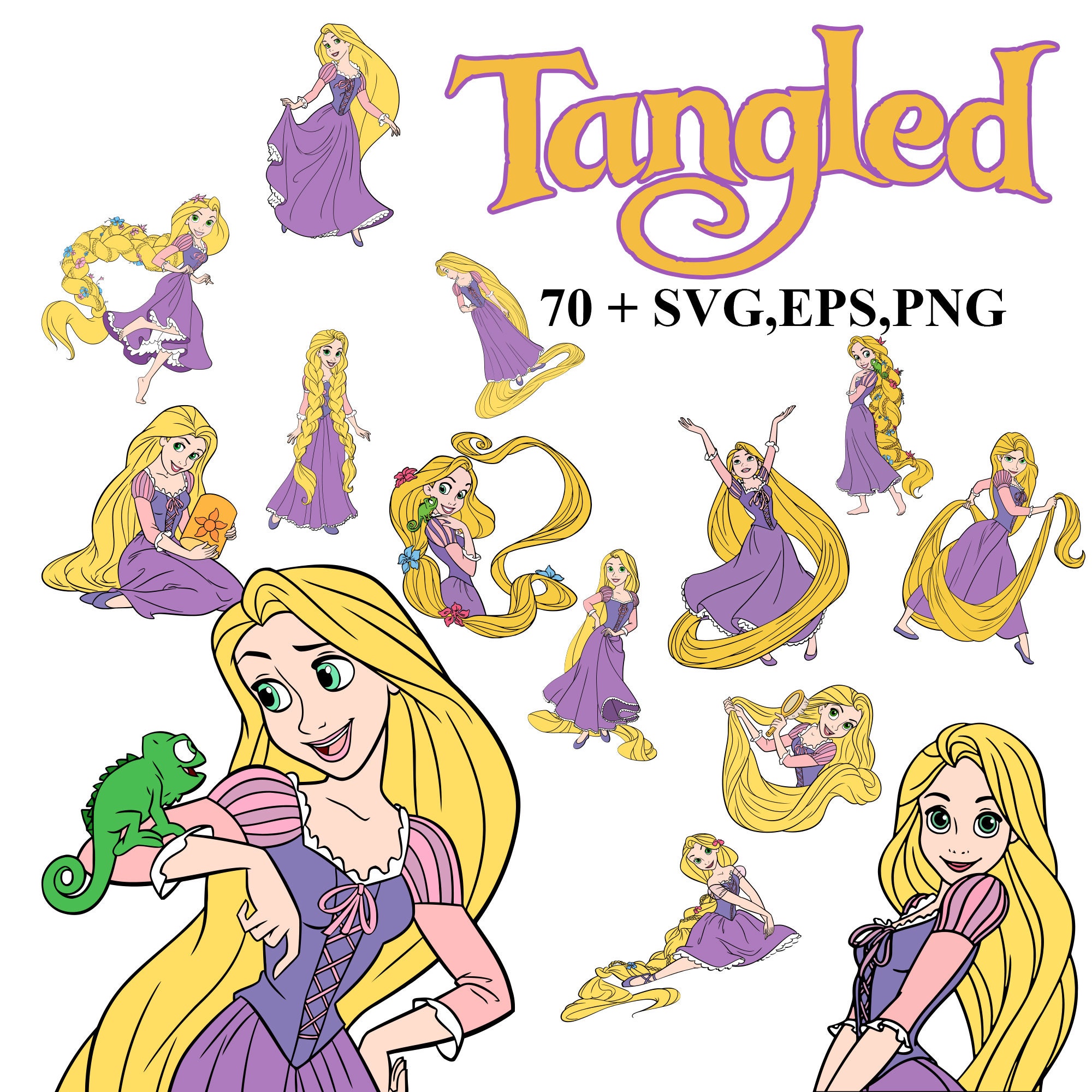 Tangled Cupcake Toppers, Gold Glittered Star Cupcake Toppers, Rapunzel  Theme Cupcake Topper, Tangled Party Decor Set of 6ct. 