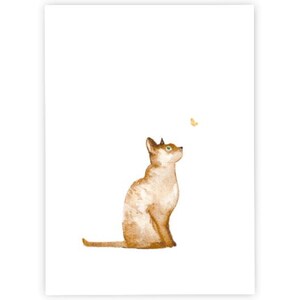 Katze Schmetterling | Postkarte | Aquarell