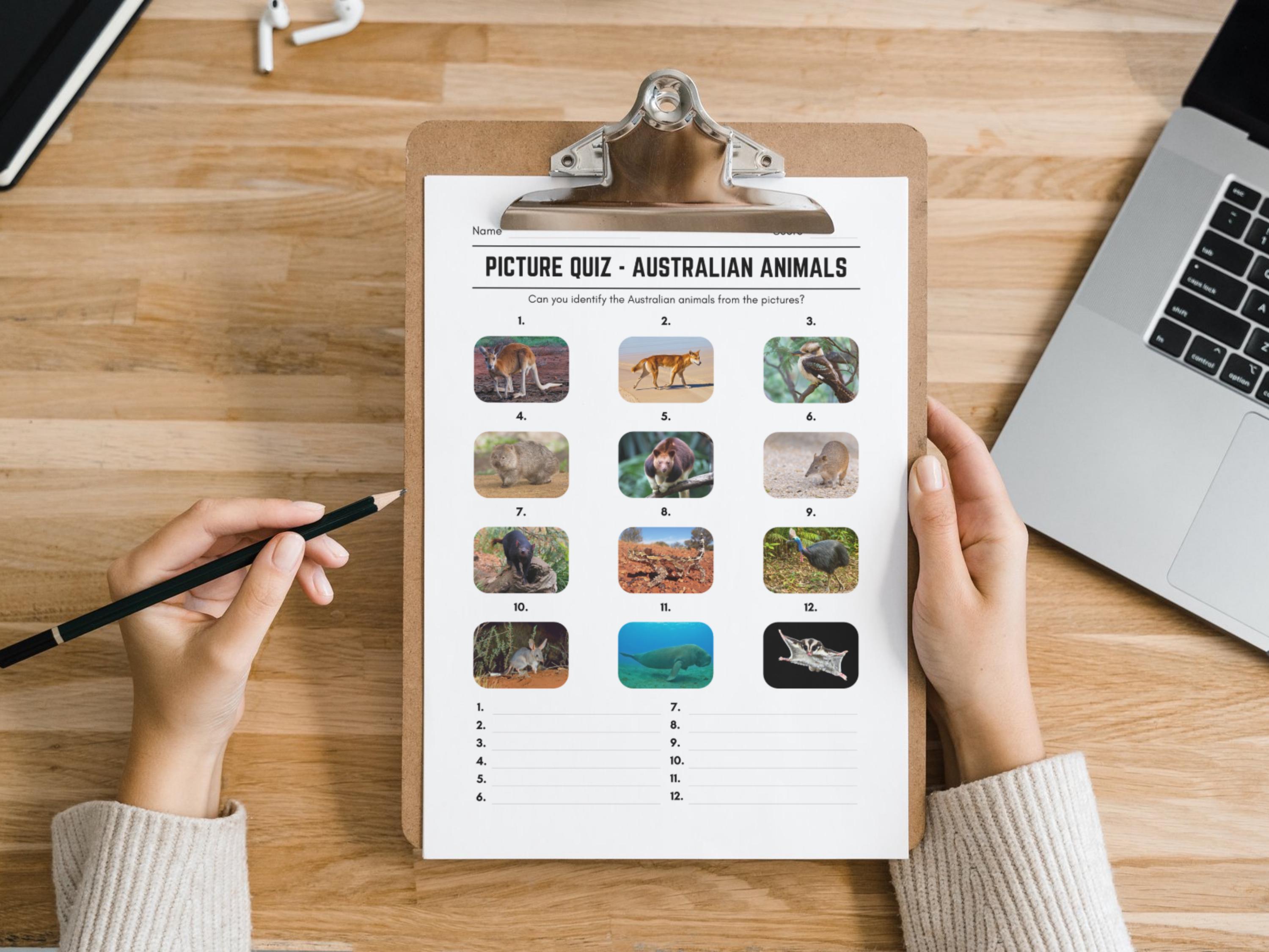 Printable Australian Animals Picture Quiz With Answers: Picture Round ...