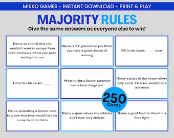 Majority Rules: Printable Large Group Party Game for Kids & Adults, Game Night Questions for Dinner Parties and Family Reunions