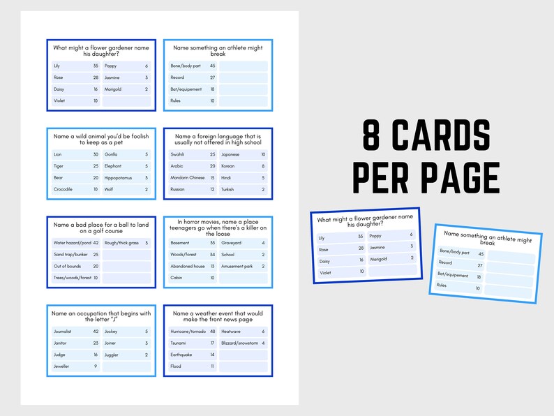 Family Friendly Feud Printable Party Game, Family Game Night ...