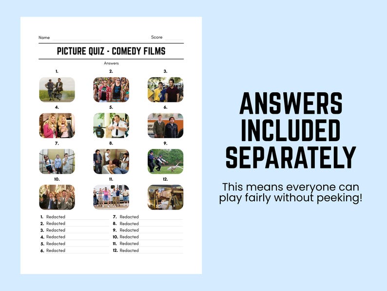 Printable Comedy Films Picture Quiz With Answers: Picture Round Quiz