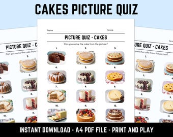 Printable Cakes Picture Quiz With Answers: Instant Download PDF
