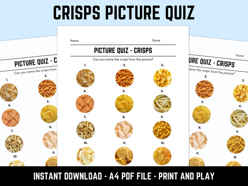 Printable Crisps Picture Quiz With Answers Etsy