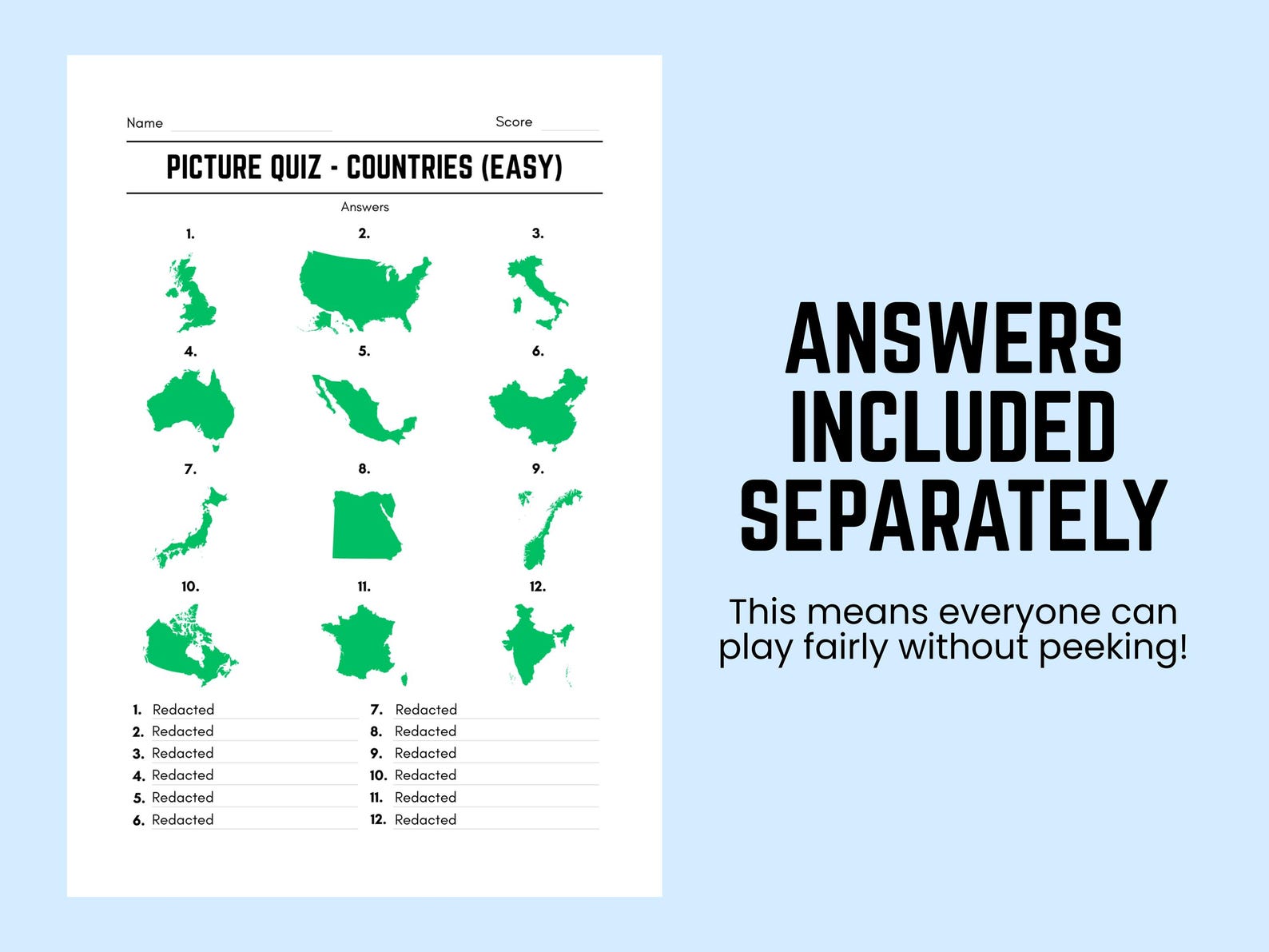 Country Quiz Map.pdf Printable Countries Picture Quiz With Answers: Picture Round Quiz ...