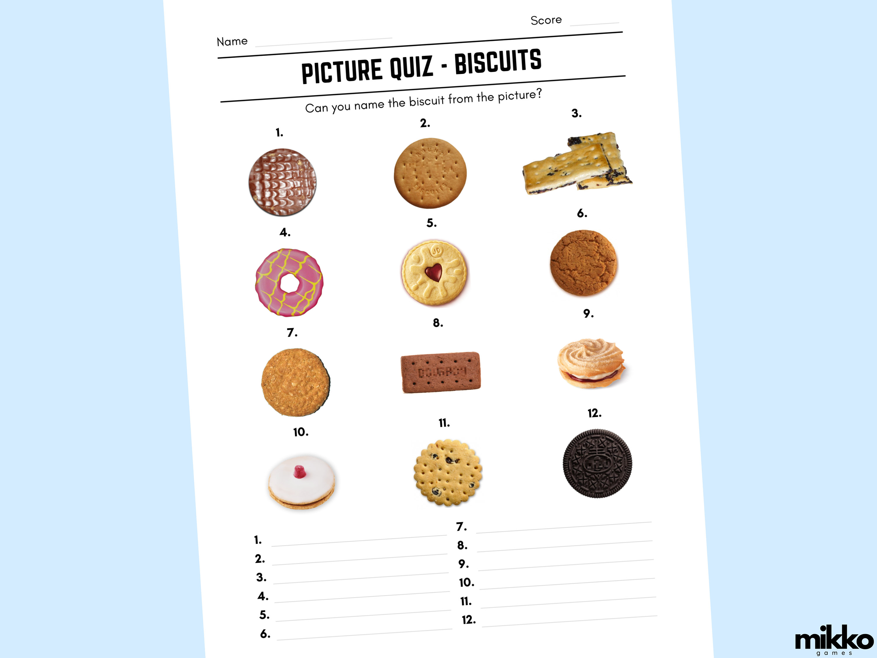 Printable Biscuits Picture Quiz With Answers Etsy