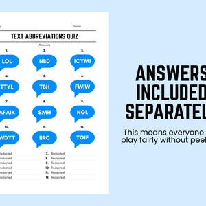 Printable Text Abbreviations Picture Quiz With Answers: Picture Round ...