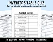 Printable Inventors Table Quiz With Answers: Downloadable Pub Quiz Sheets, Trivia Questions, Fun Ready-Made History Quiz