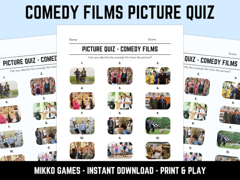 Printable Comedy Films Picture Quiz With Answers: Picture Round Quiz