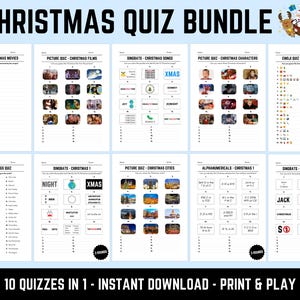 Christmas Quiz Bundle: 10 Printable Quizzes in 1