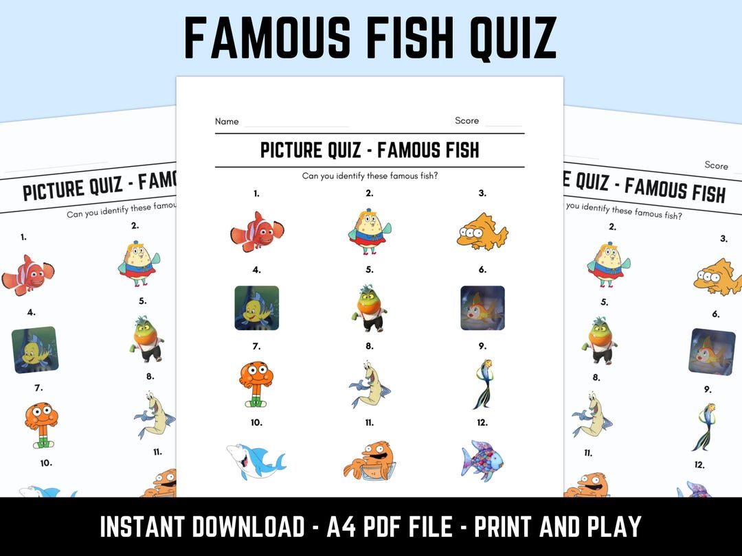 Printable Famous Fish Picture Quiz With Answers: Picture Round Quiz ...