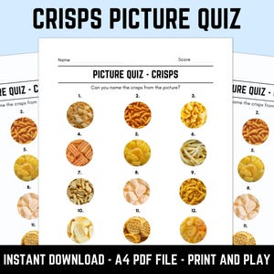 Quiz en images imprimable sur les chips : fiches d&#39;information téléchargeables sur le quiz sur les pubs avec réponses