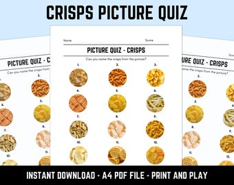 Printable Crisps Picture Quiz With Answers: Instant Download PDF