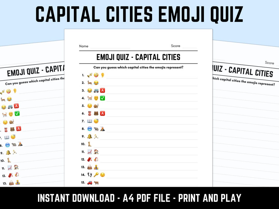 Printable Capital Cities Emoji Quiz With Answers | Emoji Pictionary ...