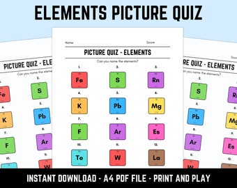 Printable Elements Picture Quiz Pub Quiz Picture Round Elements Trivia ...