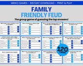 Family Friendly Feud: Printable Large Group Party Game for Kids & Adults, Family Feud Trivia Questions and Cards for Family Game Night