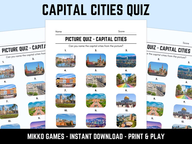 Printable Capital Cities Picture Quiz With Answers: Picture Round Quiz